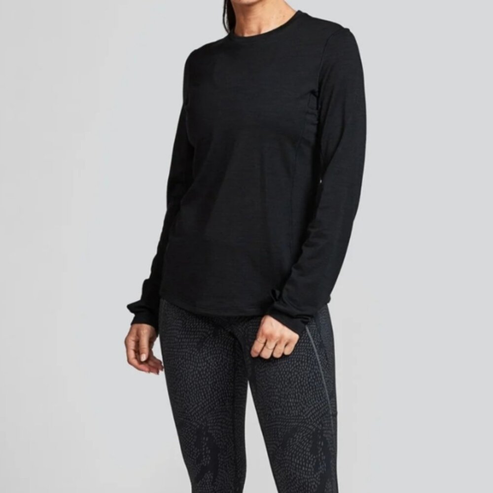 Janji Repeat Merino Long Sleeve Running Shirt Black Size Small